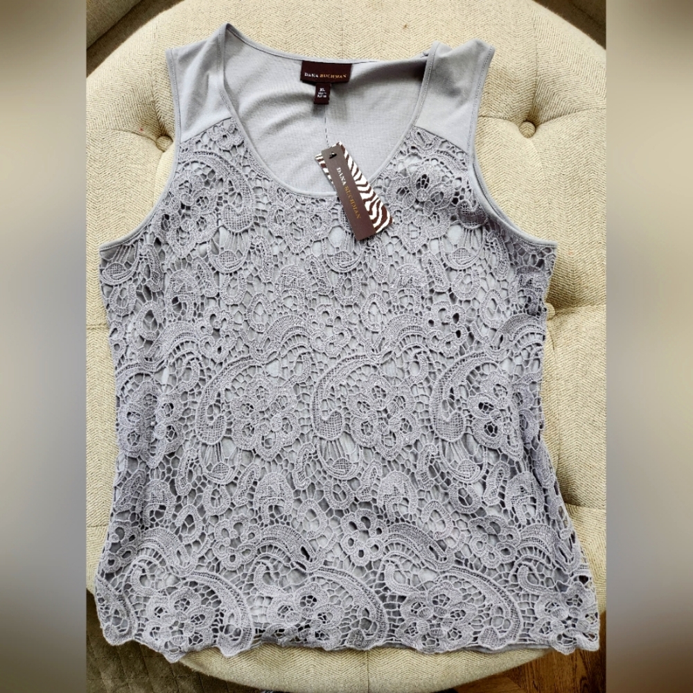 Gray Embroidery Tank Top byDana Buchman XL